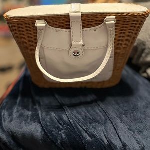 Monsac Wicker & Italian Leather Purse-like new